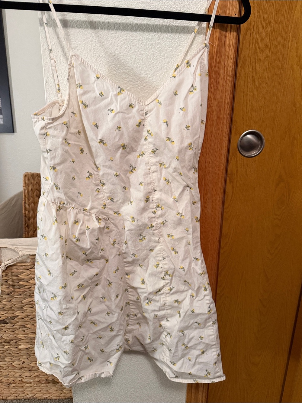 H&M White Mini Dress with Yellow Floral Print